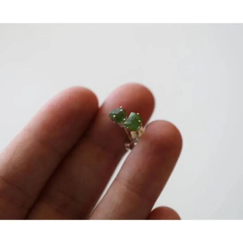 Emerald Earrings, Raw Emerald Earrings, Gemstone Earrings, Natural Emeralds